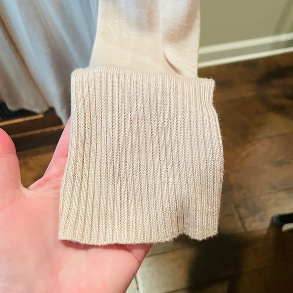 Philosophy long sleeve open front long cardigan sweater closet staple SZ M beige - Picture 5 of 8